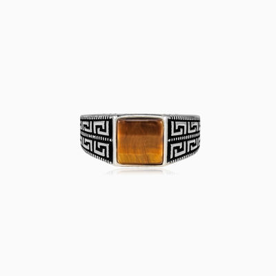 Square tiger eye hellas ring man Rings Hellas