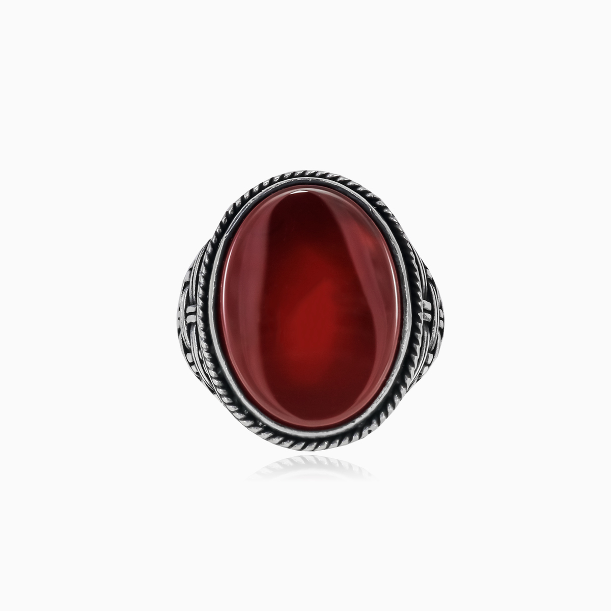 Threaded oval agate ring man Rings Detallado N.1