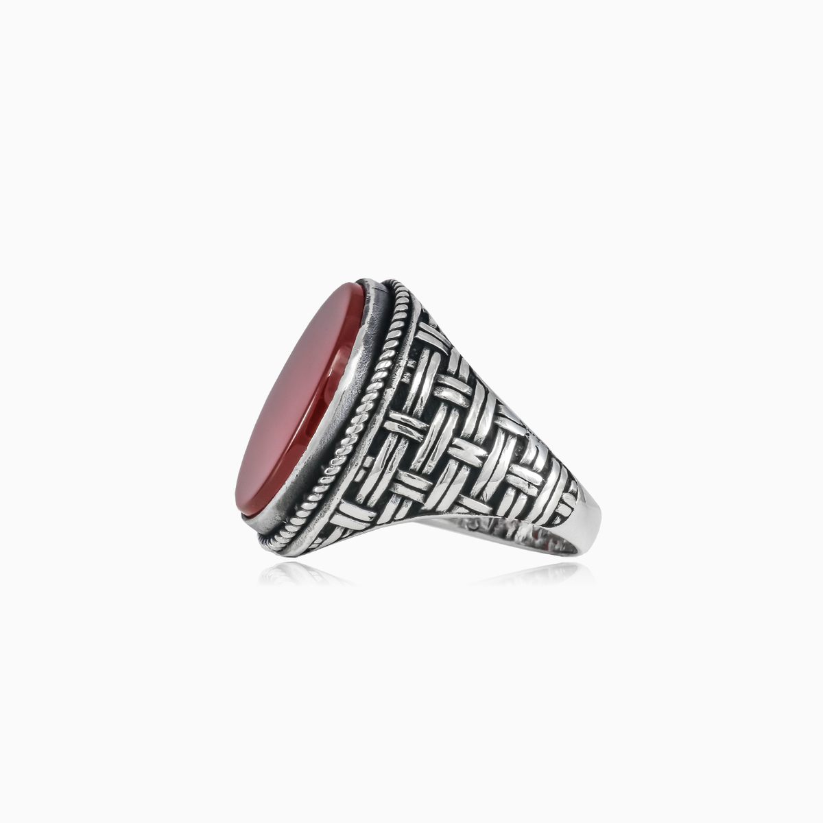 Threaded oval agate ring man Rings Detallado N.2