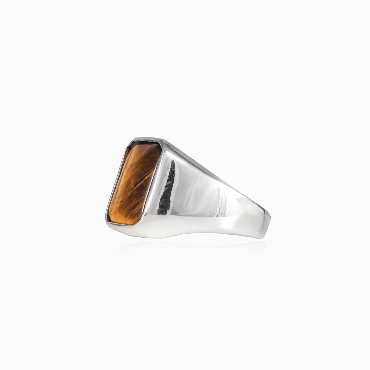 Pánský stříbrný prsten s tygřím okem pánské Prsteny High polished N.2