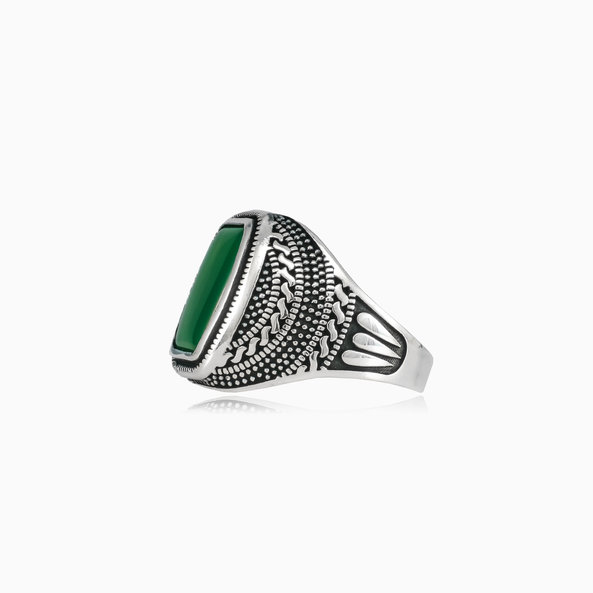 Detailed rectangle jade man Rings Detallado N.2