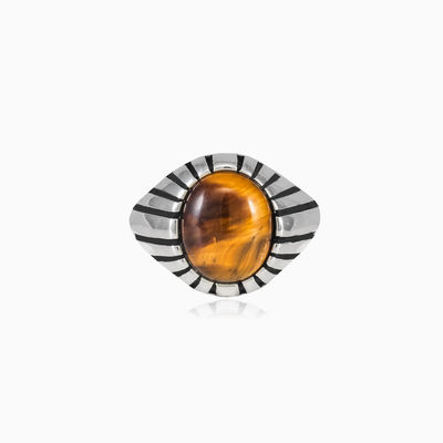 Symmetric cabochon tiger eye ring unisex Rings Harmony