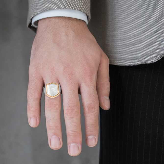 Coat of arms nacre ring unisex Rings High polished N.3