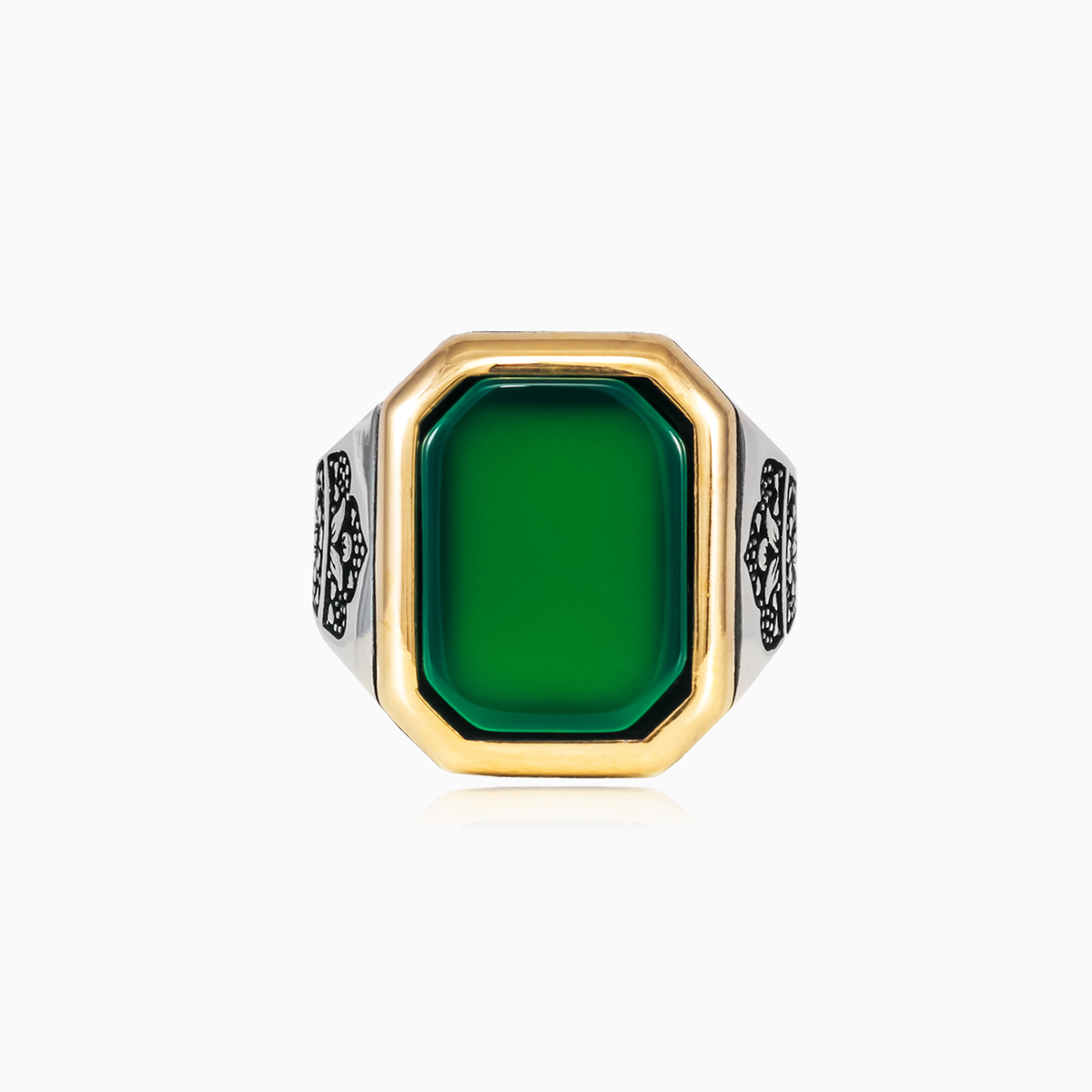 Rectangle green jade ring man Rings Palmyra N.1