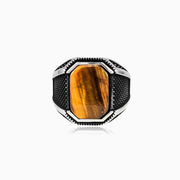 Oxidized tiger eye ring man Rings Detallado