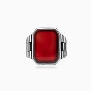 Flat emerald agate ring man Rings oyster strap