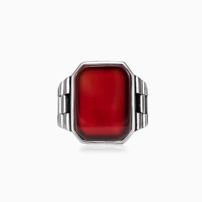 Flat emerald agate ring man Rings oyster strap