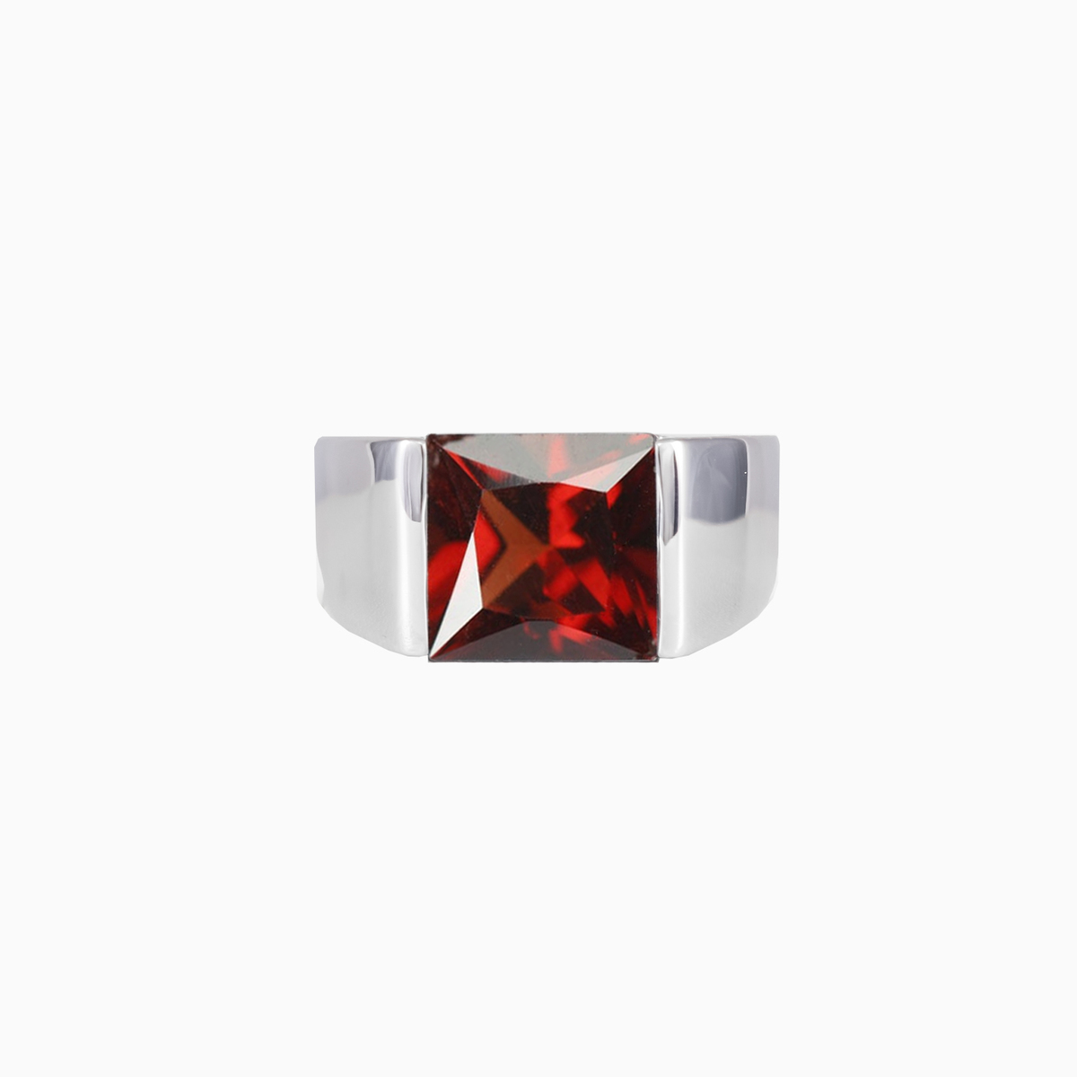 Pánský prsten s granátem unisex Prsteny High polished N.1