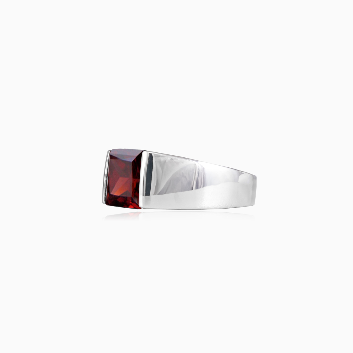 Pánský prsten s granátem unisex Prsteny High polished N.2