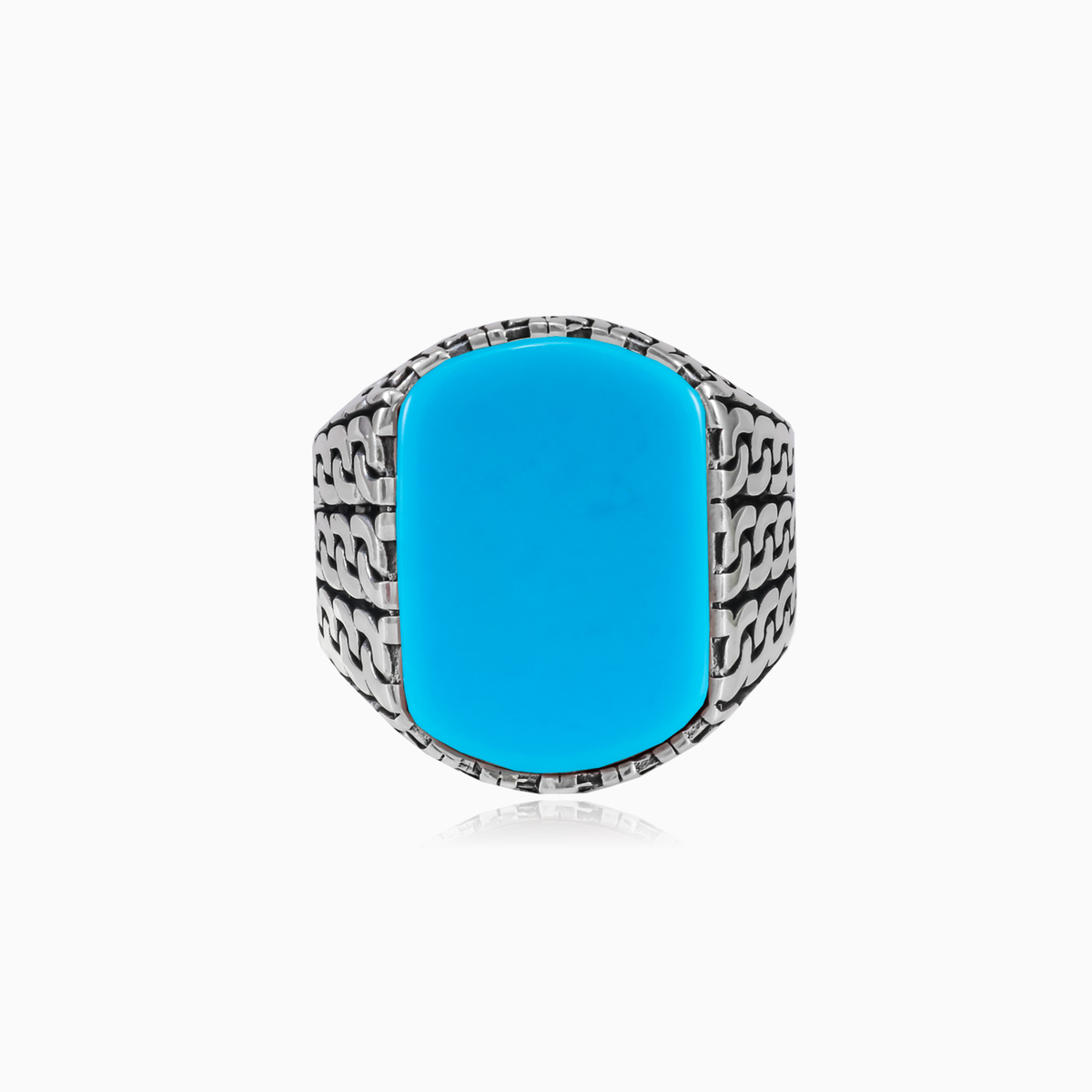 Chained turquoise ring man Rings Detallado N.1