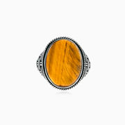 Threaded oval tiger eye ring man Rings Detallado