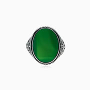 Threaded oval jade ring man Rings Detallado