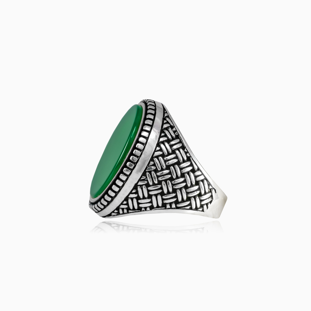 Geflochtener grüner Jade-Ring Männer Ringe Detallado N.2