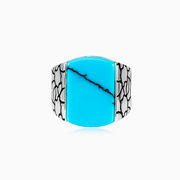 Flat turquoise stone ring man Rings Detallado