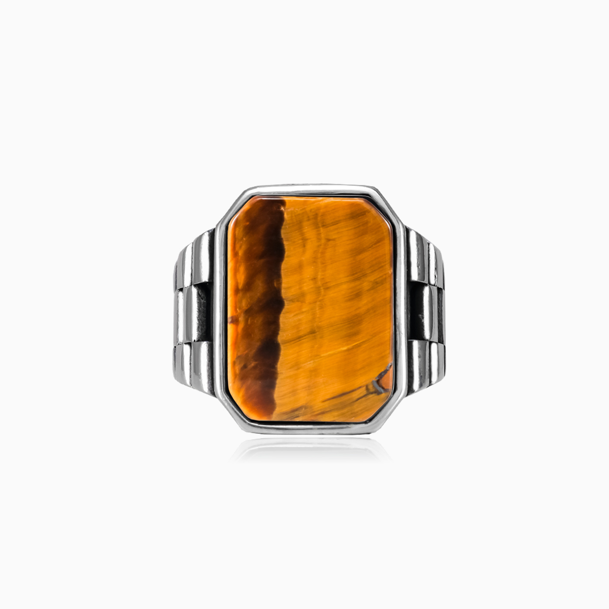 Flacher Smaragd-Tigeraugenring Männer Ringe oyster strap N.1