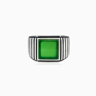 Symmetric square jade ring man Rings Harmony