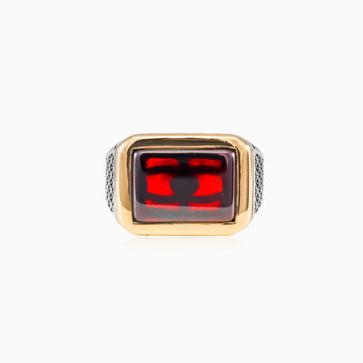 Wide detailed garnet ring unisex Rings Detallado