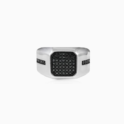 Bague de spinelle carrée et lignes homme Bagues High polished