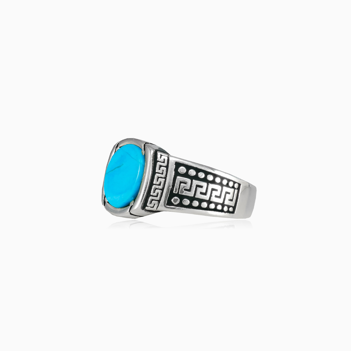 Bague ovale turquoise hellénique homme Bagues Hellas N.2