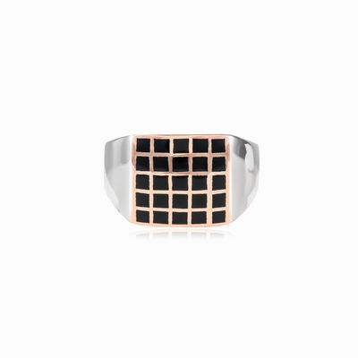 Flat enamel squares ring unisex Rings High polished