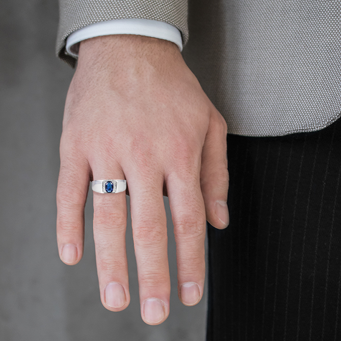 Plain blue quartz ring man Rings Colorino N.3