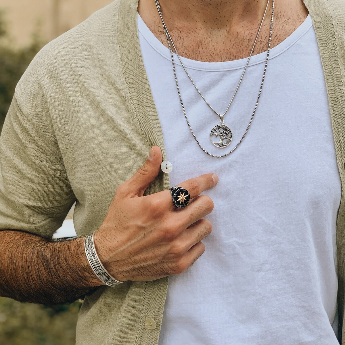 Popcorn silver chain man Chains Detallado N.4