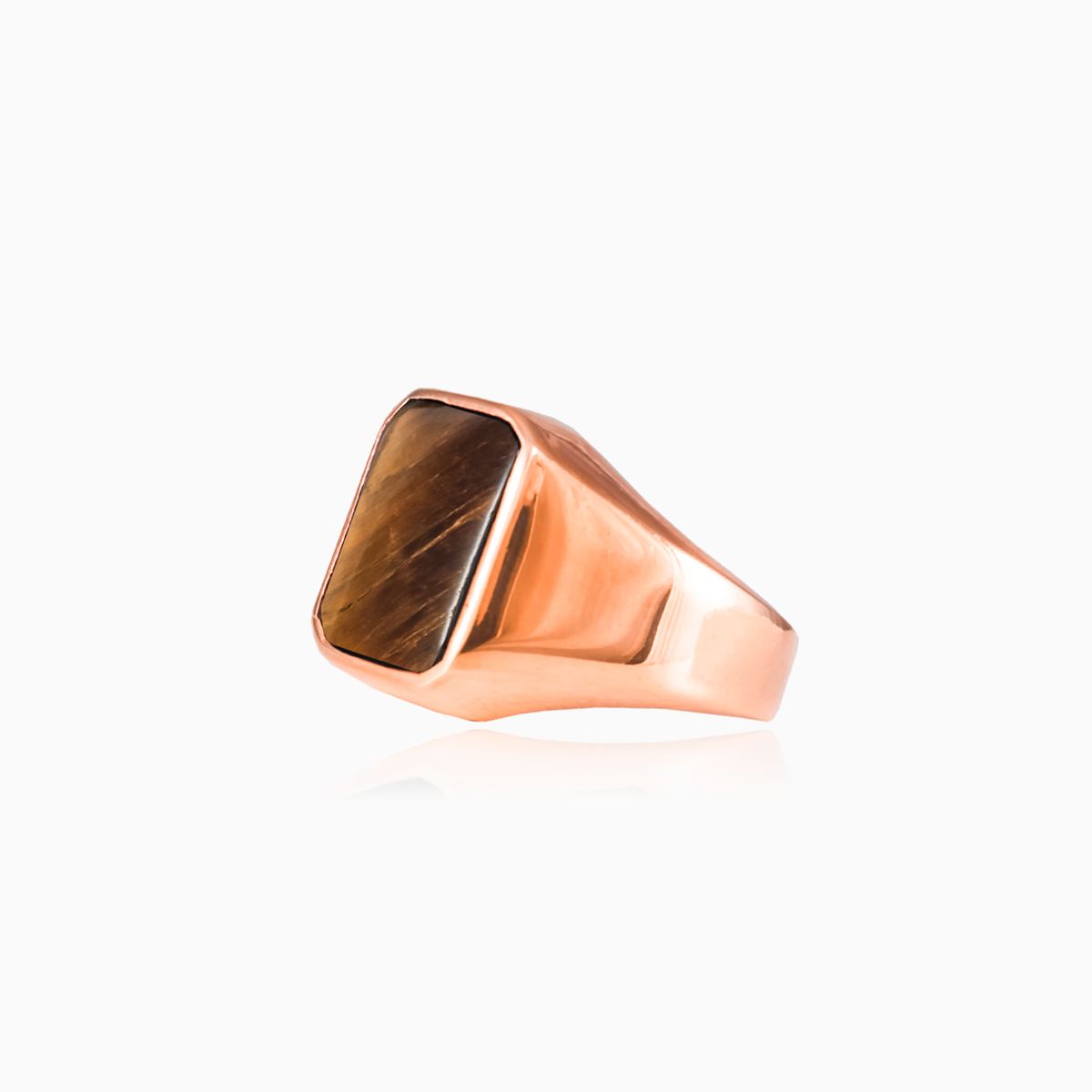 Rose gold plated tiger eye ring unisex Rings High polished N.2