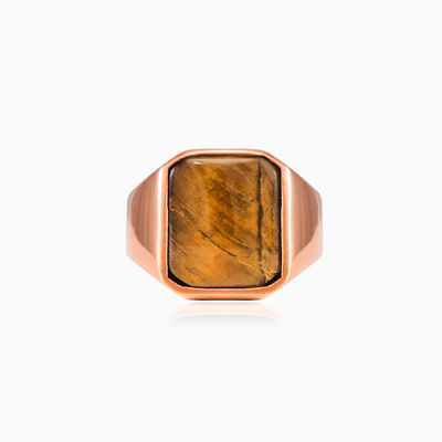 Rose gold plated tiger eye ring unisex Rings High polished