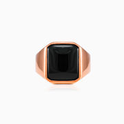 Rose gold plated onyx ring unisex Rings High polished