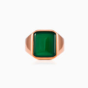 Rose gold plated jade ring unisex Rings High polished