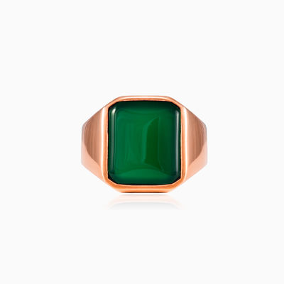 Rose gold plated jade ring unisex Rings High polished