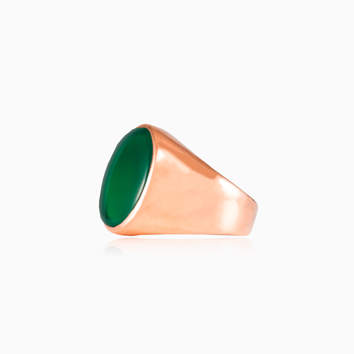 Oval rose gold plated jade ring unisex Rings High polished N.2