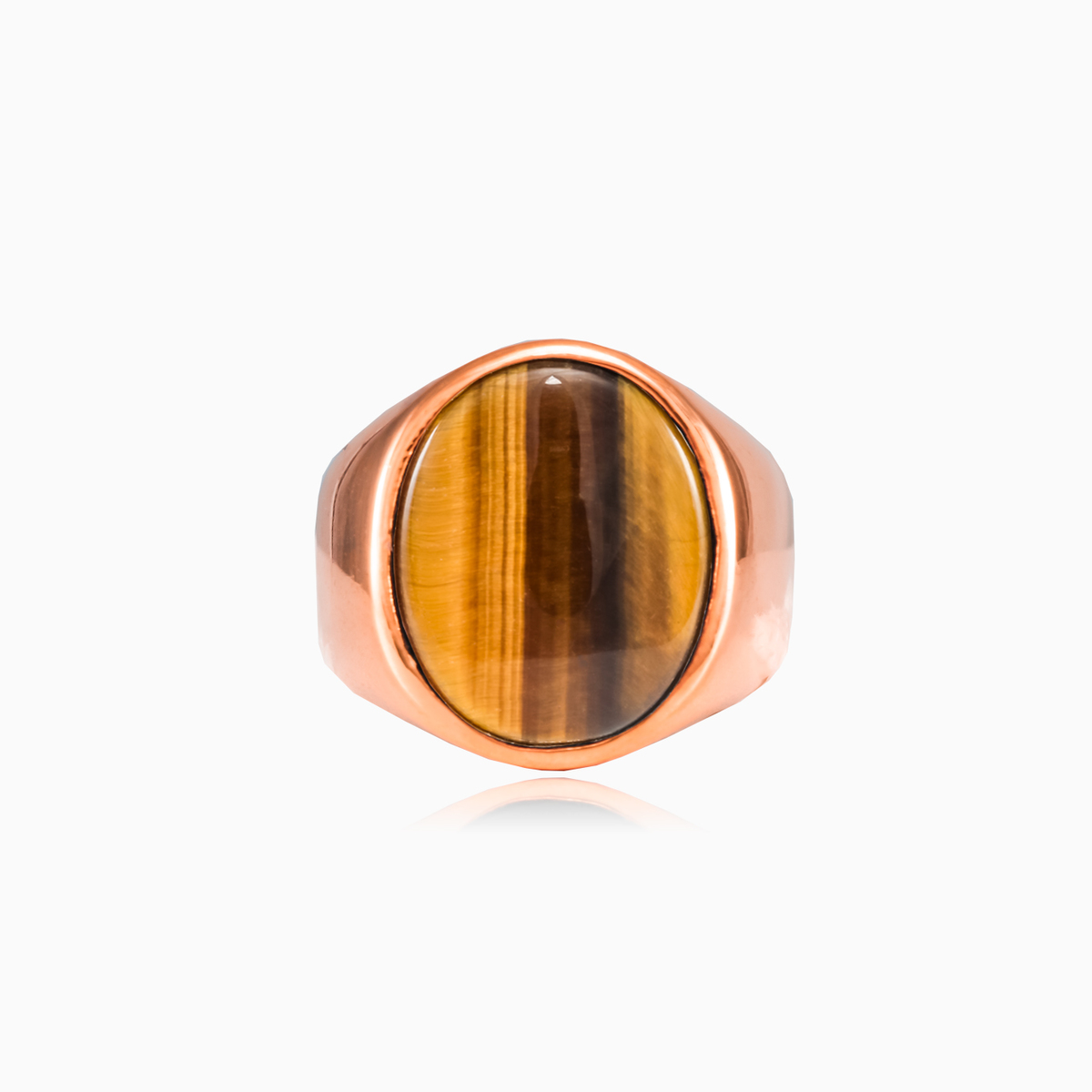 Oval rose gold plated tiger eye ring unisex Rings High polished N.1