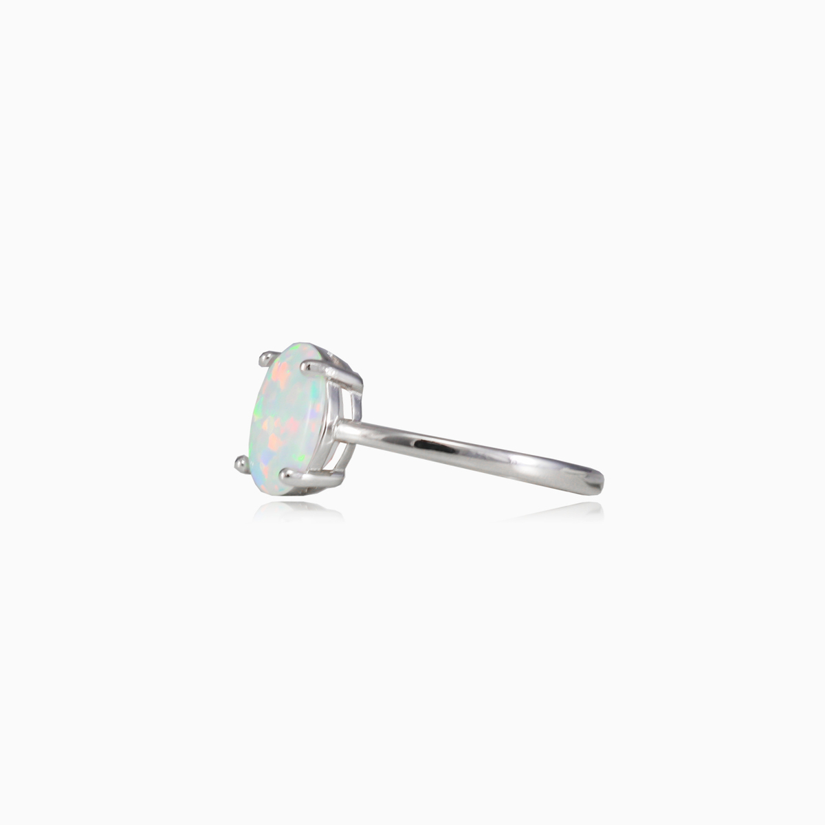 Bague d'opale blanche plate femme Bagues Colorino N.2