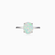 Anillo plano de ópalo blanco mujer Anillos Colorino