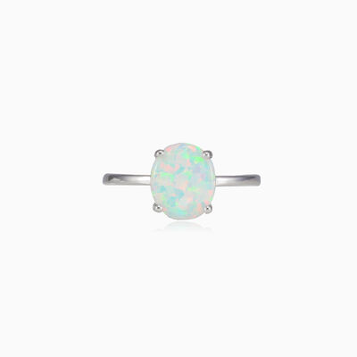 Flat white opal ring woman Rings Colorino