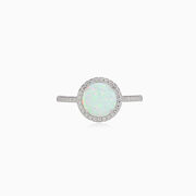 Royal round white opal ring woman Rings Halo