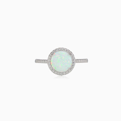 Royal round white opal ring woman Rings Halo