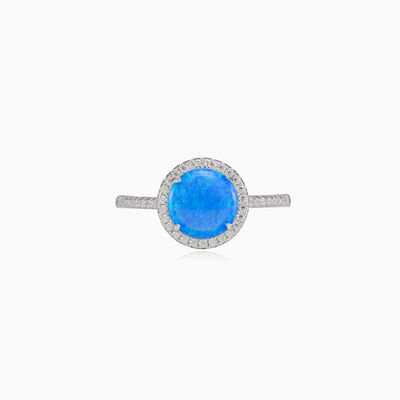Royal round blue opal ring woman Rings Halo