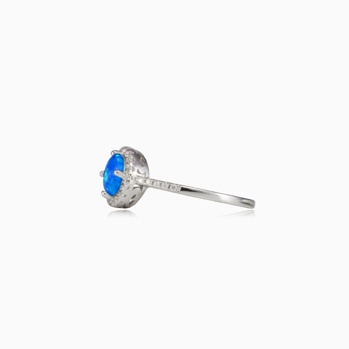Tiny round royal blue opal ring woman Rings Halo N.2