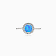Tiny round royal blue opal ring woman Rings Halo