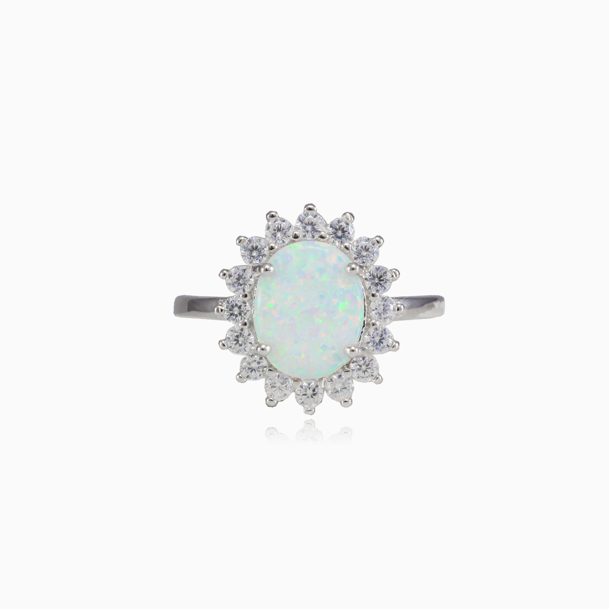 Royal flat white opal ring woman Rings Halo N.1