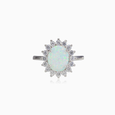 Royal flat white opal ring woman Rings Halo