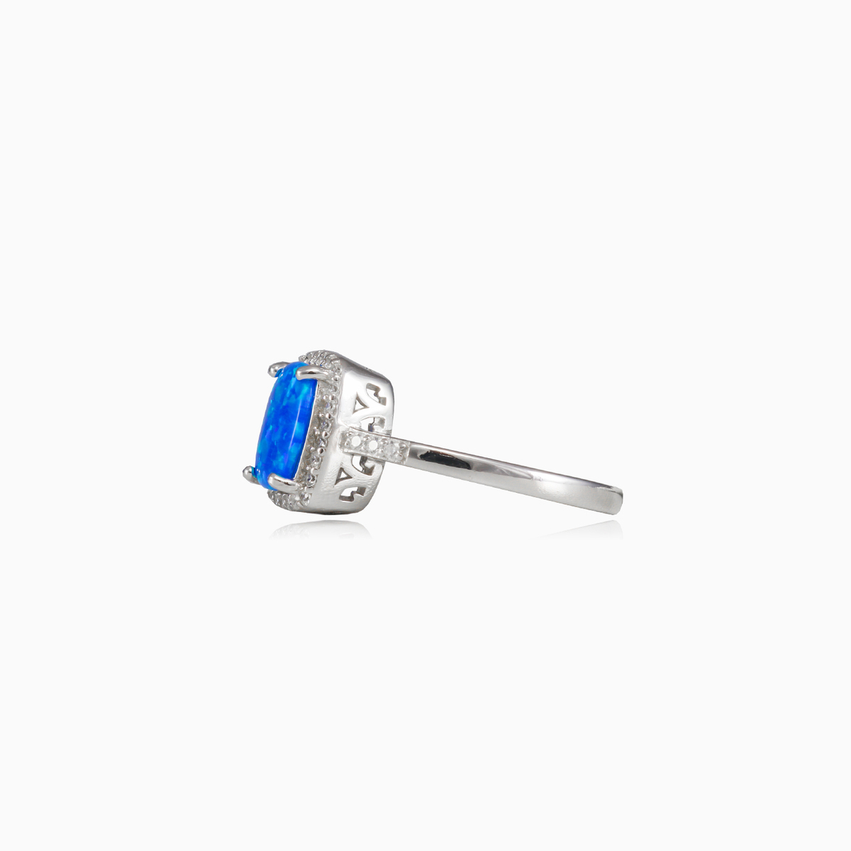 Royal rectangle blue opal ring woman Rings Halo N.2