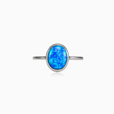 Anillo de ópalo azul cabujón mujer Anillos Colorino