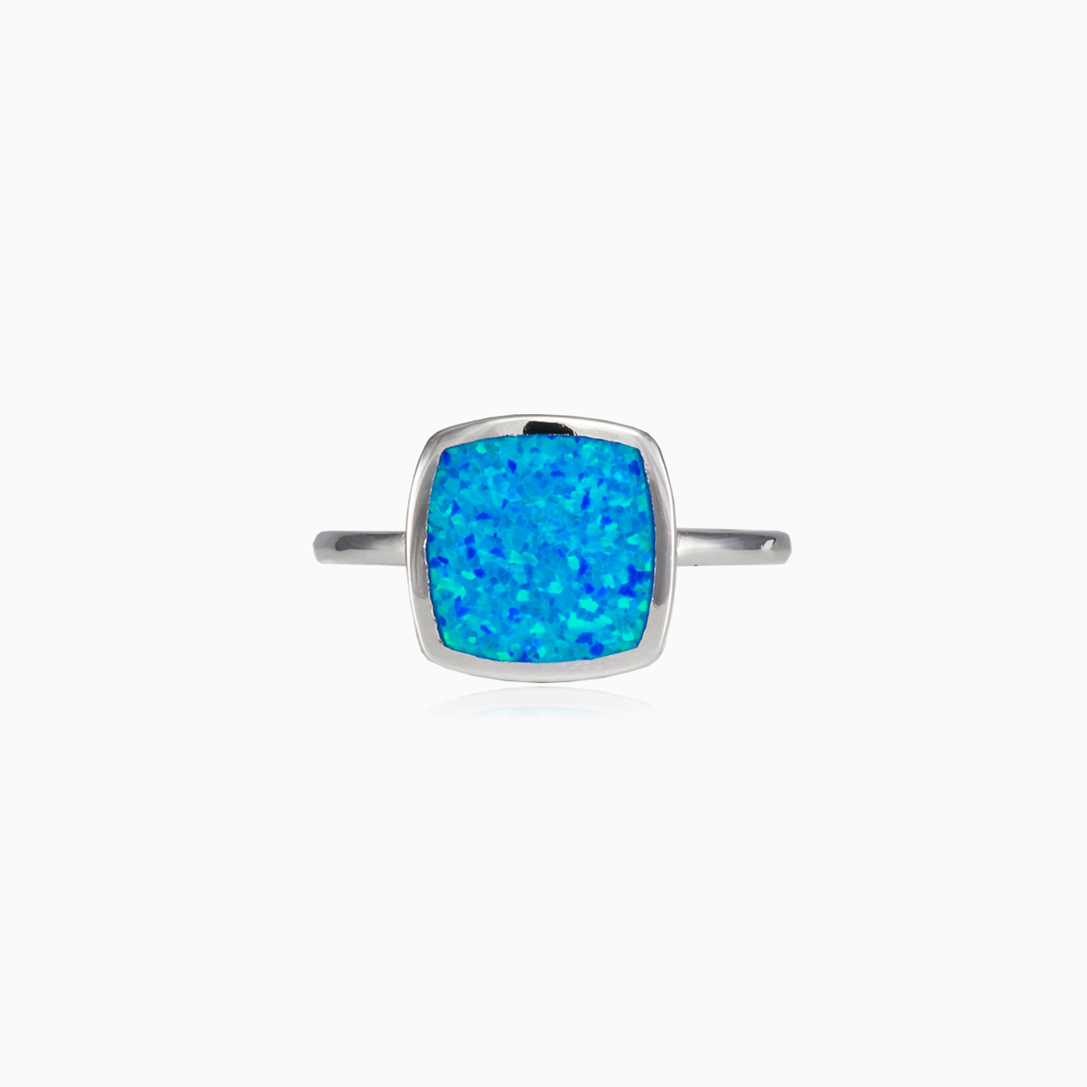 Square flat blue opal ring woman Rings Colorino N.1