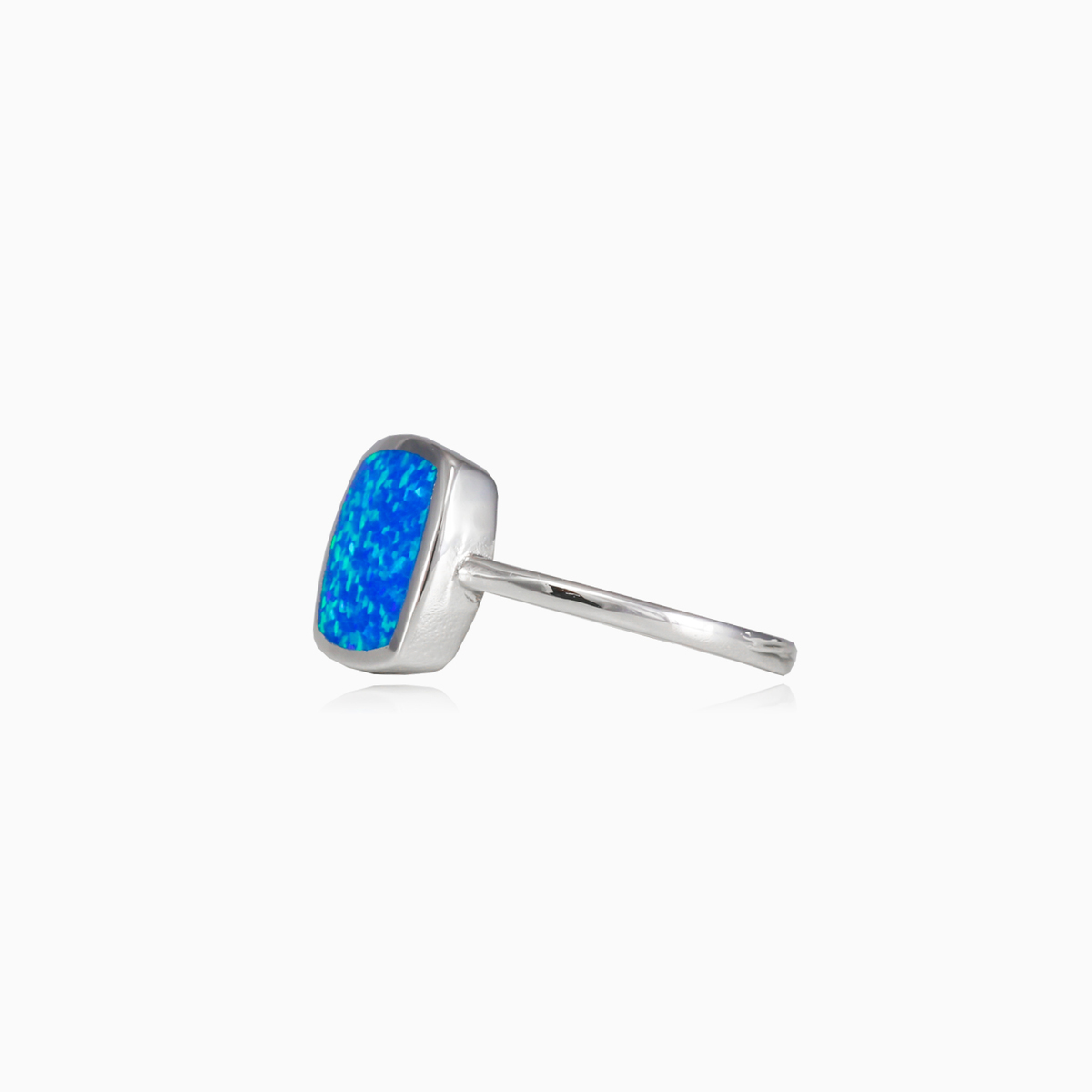 Square flat blue opal ring woman Rings Colorino N.2