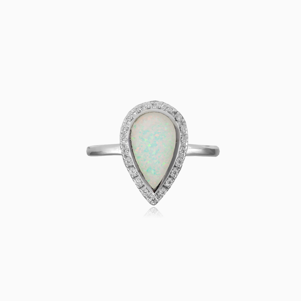 Bague d'opale blanche en larme femme Bagues Halo N.1