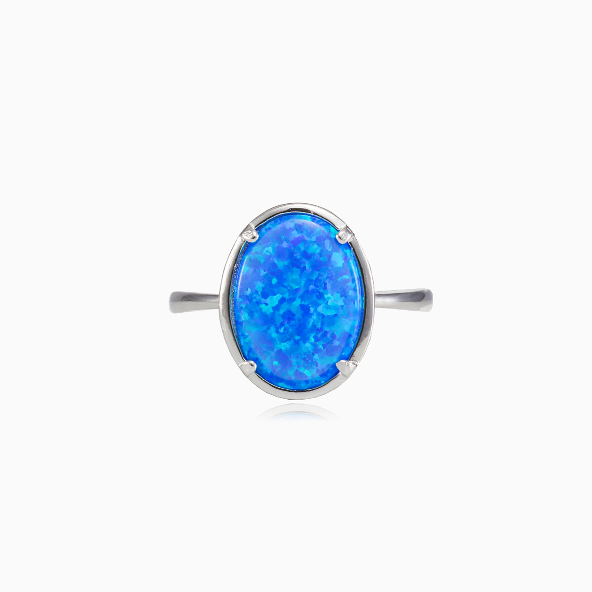 Wide prong oval blue opal ring Женские Кольца Colorino N.1