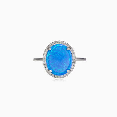 Royal prong oval blue opal ring woman Rings Colorino